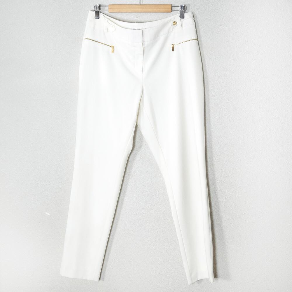 Calvin Klein White Tailored Pants Size 8 Quiet Luxury Minimalist